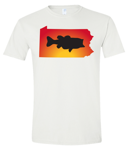 Short Sleeve T-Shirt Pennsylvania White Large Mouth Bass Vibrant Design High Quality Tight Knit Ring Spun Low Maintenance Cotton Printed With The Newest Available Color Transfer Technology