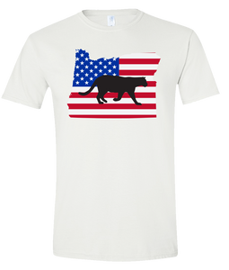 Short Sleeve T-Shirt Oregon White Mountain Lion Vibrant Design High Quality Tight Knit Ring Spun Low Maintenance Cotton Printed With The Newest Available Color Transfer Technology