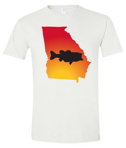 Short Sleeve T-Shirt Georgia White Large Mouth Bass Vibrant Design High Quality Tight Knit Ring Spun Low Maintenance Cotton Printed With The Newest Available Color Transfer Technology