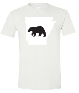 Short Sleeve T-Shirt Arkansas White Black Bear Vibrant Design High Quality Tight Knit Ring Spun Low Maintenance Cotton Printed With The Newest Available Color Transfer Technology