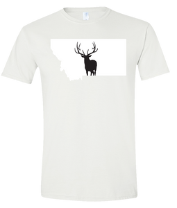 Short Sleeve T-Shirt Montana White Elk Vibrant Design High Quality Tight Knit Ring Spun Low Maintenance Cotton Printed With The Newest Available Color Transfer Technology