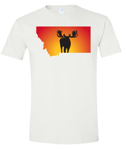 Short Sleeve T-Shirt Montana White Moose Vibrant Design High Quality Tight Knit Ring Spun Low Maintenance Cotton Printed With The Newest Available Color Transfer Technology