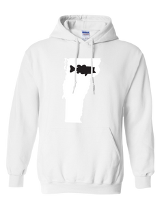 Pullover Hooded Sweatshirt Vermont White Large Mouth Bass Vibrant Design High Quality Tight Knit Ring Spun Low Maintenance Cotton Printed With The Newest Available Color Transfer Technology
