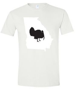 Short Sleeve T-Shirt Georgia White Turkey Vibrant Design High Quality Tight Knit Ring Spun Low Maintenance Cotton Printed With The Newest Available Color Transfer Technology