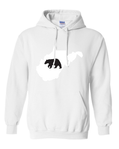 Pullover Hooded Sweatshirt West Virginia White Black Bear Vibrant Design High Quality Tight Knit Ring Spun Low Maintenance Cotton Printed With The Newest Available Color Transfer Technology