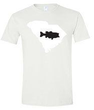 Load image into Gallery viewer, Short Sleeve T-Shirt South Carolina White Large Mouth Bass Vibrant Design High Quality Tight Knit Ring Spun Low Maintenance Cotton Printed With The Newest Available Color Transfer Technology