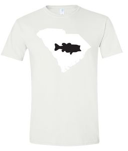 Short Sleeve T-Shirt South Carolina White Large Mouth Bass Vibrant Design High Quality Tight Knit Ring Spun Low Maintenance Cotton Printed With The Newest Available Color Transfer Technology