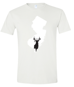 Short Sleeve T-Shirt New Jersey White Whitetail Deer Vibrant Design High Quality Tight Knit Ring Spun Low Maintenance Cotton Printed With The Newest Available Color Transfer Technology