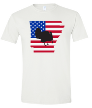 Load image into Gallery viewer, Short Sleeve T-Shirt Arkansas White Turkey Vibrant Design High Quality Tight Knit Ring Spun Low Maintenance Cotton Printed With The Newest Available Color Transfer Technology