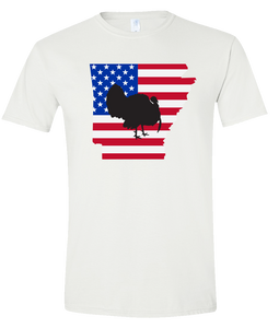 Short Sleeve T-Shirt Arkansas White Turkey Vibrant Design High Quality Tight Knit Ring Spun Low Maintenance Cotton Printed With The Newest Available Color Transfer Technology