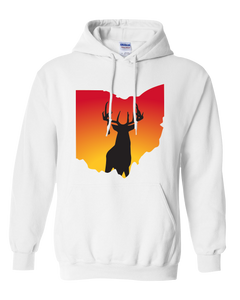 Pullover Hooded Sweatshirt Ohio White Whitetail Deer Vibrant Design High Quality Tight Knit Ring Spun Low Maintenance Cotton Printed With The Newest Available Color Transfer Technology
