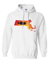 Load image into Gallery viewer, Pullover Hooded Sweatshirt Massachusetts White Large Mouth Bass Vibrant Design High Quality Tight Knit Ring Spun Low Maintenance Cotton Printed With The Newest Available Color Transfer Technology