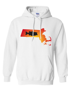 Pullover Hooded Sweatshirt Massachusetts White Large Mouth Bass Vibrant Design High Quality Tight Knit Ring Spun Low Maintenance Cotton Printed With The Newest Available Color Transfer Technology