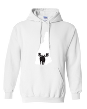Load image into Gallery viewer, Pullover Hooded Sweatshirt New Hampshire White Moose Vibrant Design High Quality Tight Knit Ring Spun Low Maintenance Cotton Printed With The Newest Available Color Transfer Technology