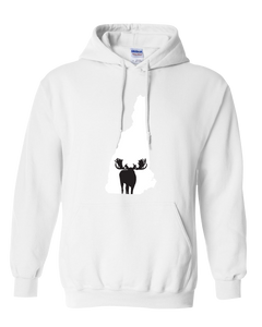 Pullover Hooded Sweatshirt New Hampshire White Moose Vibrant Design High Quality Tight Knit Ring Spun Low Maintenance Cotton Printed With The Newest Available Color Transfer Technology