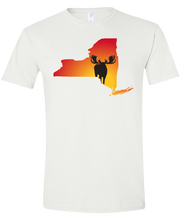 Load image into Gallery viewer, Short Sleeve T-Shirt New York White Moose Vibrant Design High Quality Tight Knit Ring Spun Low Maintenance Cotton Printed With The Newest Available Color Transfer Technology