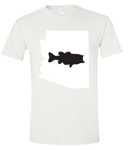 Short Sleeve T-Shirt Arizona White Large Mouth Bass Vibrant Design High Quality Tight Knit Ring Spun Low Maintenance Cotton Printed With The Newest Available Color Transfer Technology