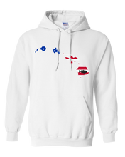 Load image into Gallery viewer, Pullover Hooded Sweatshirt Hawaii White Large Mouth Bass Vibrant Design High Quality Tight Knit Ring Spun Low Maintenance Cotton Printed With The Newest Available Color Transfer Technology