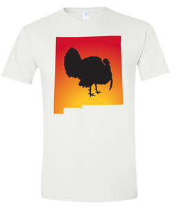 Short Sleeve T-Shirt New Mexico White Turkey Vibrant Design High Quality Tight Knit Ring Spun Low Maintenance Cotton Printed With The Newest Available Color Transfer Technology