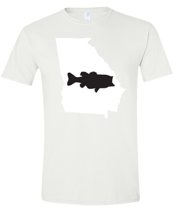 Short Sleeve T-Shirt Georgia White Large Mouth Bass Vibrant Design High Quality Tight Knit Ring Spun Low Maintenance Cotton Printed With The Newest Available Color Transfer Technology