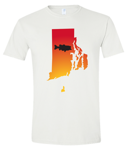 Short Sleeve T-Shirt Rhode Island White Large Mouth Bass Vibrant Design High Quality Tight Knit Ring Spun Low Maintenance Cotton Printed With The Newest Available Color Transfer Technology