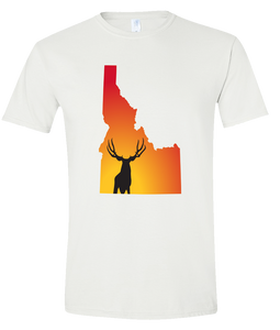 Short Sleeve T-Shirt Idaho White Mule Deer Vibrant Design High Quality Tight Knit Ring Spun Low Maintenance Cotton Printed With The Newest Available Color Transfer Technology