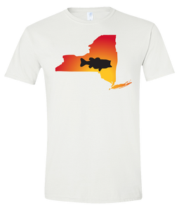 Short Sleeve T-Shirt New York White Large Mouth Bass Vibrant Design High Quality Tight Knit Ring Spun Low Maintenance Cotton Printed With The Newest Available Color Transfer Technology