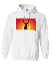 Load image into Gallery viewer, Pullover Hooded Sweatshirt South Dakota White Mule Deer Vibrant Design High Quality Tight Knit Ring Spun Low Maintenance Cotton Printed With The Newest Available Color Transfer Technology