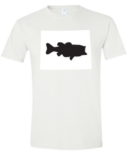 Load image into Gallery viewer, Short Sleeve T-Shirt Wyoming White Large Mouth Bass Vibrant Design High Quality Tight Knit Ring Spun Low Maintenance Cotton Printed With The Newest Available Color Transfer Technology