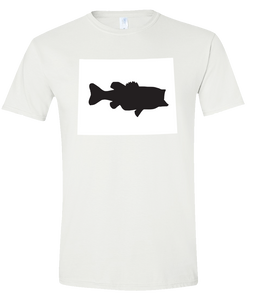 Short Sleeve T-Shirt Wyoming White Large Mouth Bass Vibrant Design High Quality Tight Knit Ring Spun Low Maintenance Cotton Printed With The Newest Available Color Transfer Technology