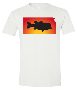 Short Sleeve T-Shirt Kansas White Large Mouth Bass Vibrant Design High Quality Tight Knit Ring Spun Low Maintenance Cotton Printed With The Newest Available Color Transfer Technology
