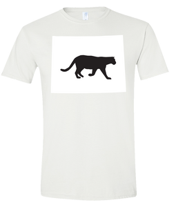 Short Sleeve T-Shirt Wyoming White Mountain Lion Vibrant Design High Quality Tight Knit Ring Spun Low Maintenance Cotton Printed With The Newest Available Color Transfer Technology