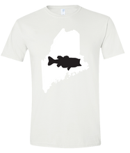 Load image into Gallery viewer, Short Sleeve T-Shirt Maine White Large Mouth Bass Vibrant Design High Quality Tight Knit Ring Spun Low Maintenance Cotton Printed With The Newest Available Color Transfer Technology
