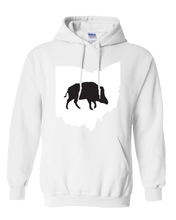 Load image into Gallery viewer, Pullover Hooded Sweatshirt Ohio White Wild Hog Vibrant Design High Quality Tight Knit Ring Spun Low Maintenance Cotton Printed With The Newest Available Color Transfer Technology