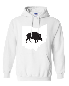 Pullover Hooded Sweatshirt Ohio White Wild Hog Vibrant Design High Quality Tight Knit Ring Spun Low Maintenance Cotton Printed With The Newest Available Color Transfer Technology