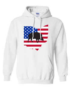 Pullover Hooded Sweatshirt Ohio White Wild Hog Vibrant Design High Quality Tight Knit Ring Spun Low Maintenance Cotton Printed With The Newest Available Color Transfer Technology