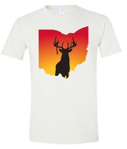 Short Sleeve T-Shirt Ohio White Whitetail Deer Vibrant Design High Quality Tight Knit Ring Spun Low Maintenance Cotton Printed With The Newest Available Color Transfer Technology