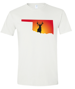 Short Sleeve T-Shirt Oklahoma White Whitetail Deer Vibrant Design High Quality Tight Knit Ring Spun Low Maintenance Cotton Printed With The Newest Available Color Transfer Technology