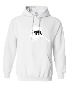Pullover Hooded Sweatshirt Alaska White Black Bear Vibrant Design High Quality Tight Knit Ring Spun Low Maintenance Cotton Printed With The Newest Available Color Transfer Technology