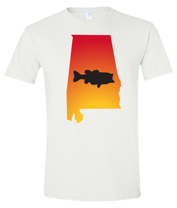 Short Sleeve T-Shirt Alabama White Large Mouth Bass Vibrant Design High Quality Tight Knit Ring Spun Low Maintenance Cotton Printed With The Newest Available Color Transfer Technology