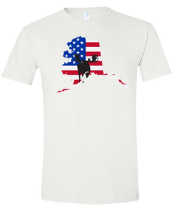 Short Sleeve T-Shirt Alaska White Moose Vibrant Design High Quality Tight Knit Ring Spun Low Maintenance Cotton Printed With The Newest Available Color Transfer Technology