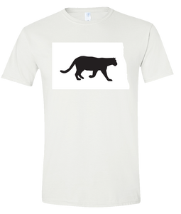 Short Sleeve T-Shirt North Dakota White Mountain Lion Vibrant Design High Quality Tight Knit Ring Spun Low Maintenance Cotton Printed With The Newest Available Color Transfer Technology