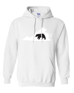 Pullover Hooded Sweatshirt Virginia White Black Bear Vibrant Design High Quality Tight Knit Ring Spun Low Maintenance Cotton Printed With The Newest Available Color Transfer Technology