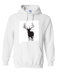 Pullover Hooded Sweatshirt New Mexico White Elk Vibrant Design High Quality Tight Knit Ring Spun Low Maintenance Cotton Printed With The Newest Available Color Transfer Technology
