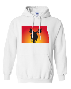 Pullover Hooded Sweatshirt North Dakota White Moose Vibrant Design High Quality Tight Knit Ring Spun Low Maintenance Cotton Printed With The Newest Available Color Transfer Technology