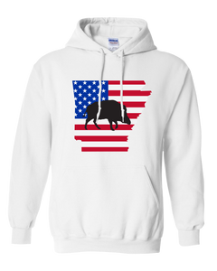 Pullover Hooded Sweatshirt Arkansas White Wild Hog Vibrant Design High Quality Tight Knit Ring Spun Low Maintenance Cotton Printed With The Newest Available Color Transfer Technology