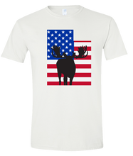 Load image into Gallery viewer, Short Sleeve T-Shirt Utah White Moose Vibrant Design High Quality Tight Knit Ring Spun Low Maintenance Cotton Printed With The Newest Available Color Transfer Technology