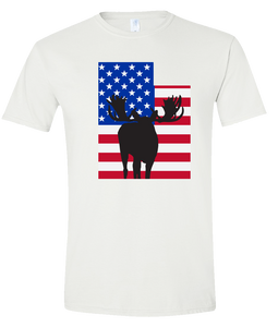 Short Sleeve T-Shirt Utah White Moose Vibrant Design High Quality Tight Knit Ring Spun Low Maintenance Cotton Printed With The Newest Available Color Transfer Technology