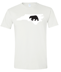 Short Sleeve T-Shirt North Carolina White Black Bear Vibrant Design High Quality Tight Knit Ring Spun Low Maintenance Cotton Printed With The Newest Available Color Transfer Technology