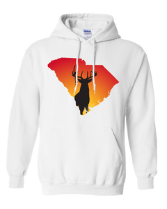 Pullover Hooded Sweatshirt South Carolina White Whitetail Deer Vibrant Design High Quality Tight Knit Ring Spun Low Maintenance Cotton Printed With The Newest Available Color Transfer Technology